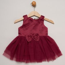 J16504NB: Baby Girls Satin & Tulle Dress, Knickers & Faux Fur Bolero (0-9 Months)